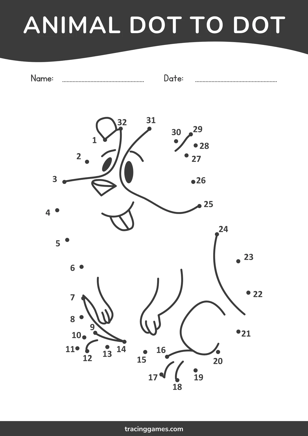 Hamster Dot to Dot Worksheet