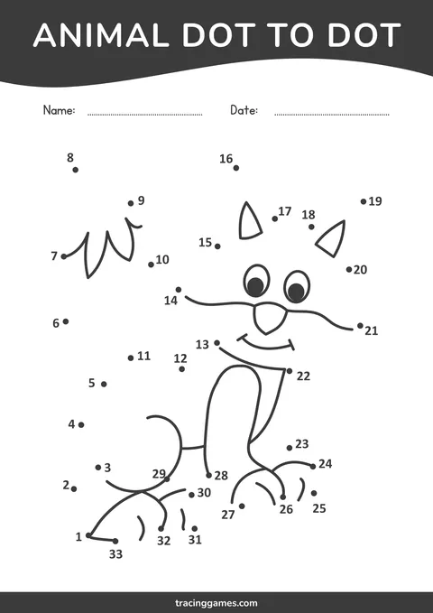 Fox Dot to Dot Worksheet