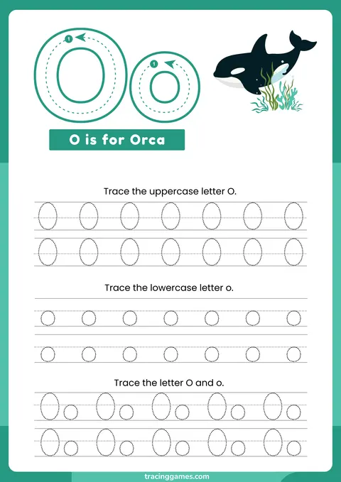Tracing Letter O Worksheet with Orca